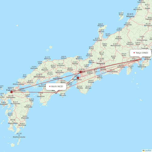 JAL flights between Tokyo and Kochi