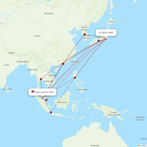 AirAsia X flights between Tokyo and Kuala Lumpur