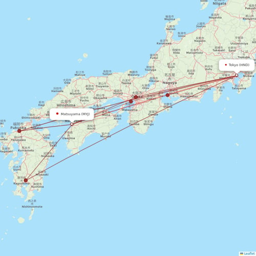 JAL flights between Tokyo and Matsuyama