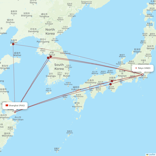 Peach Aviation flights between Tokyo and Shanghai