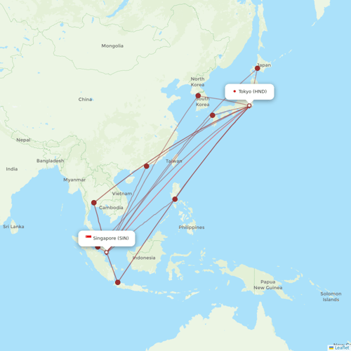 Singapore Airlines flights between Tokyo and Singapore