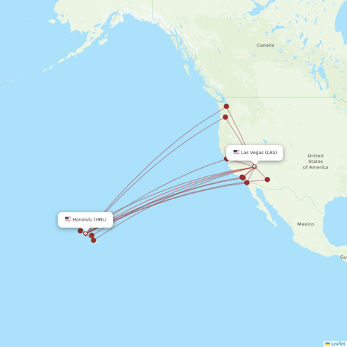 Hawaiian Airlines flights between Honolulu and Las Vegas