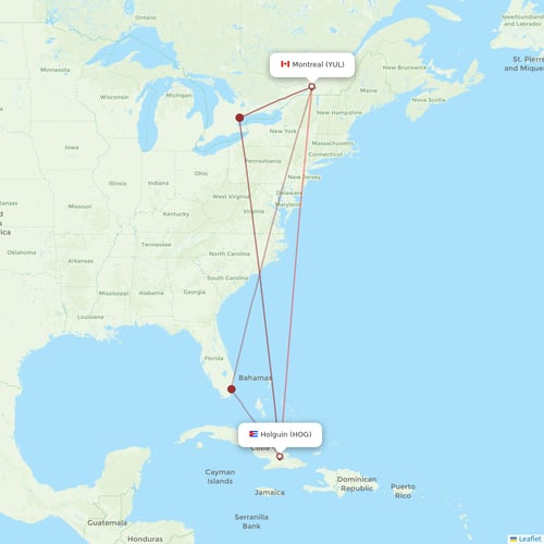 Sunwing Airlines flights between Holguin and Montreal