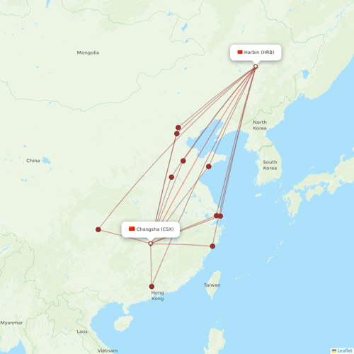Air Changan flights between Harbin and Changsha
