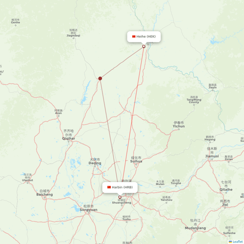 Chengdu Airlines flights between Harbin and Heihe
