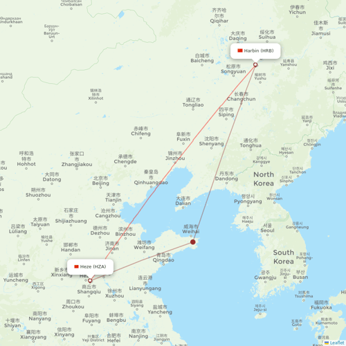 Loong Air flights between Harbin and Heze