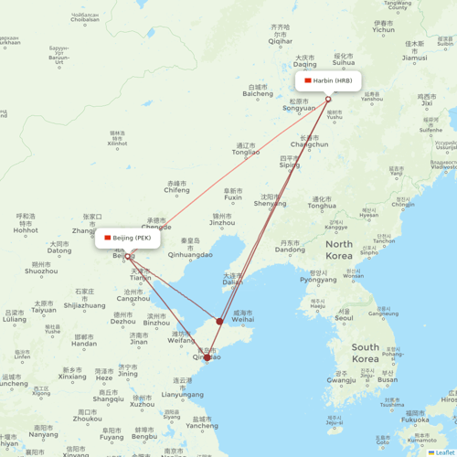 Grand China Air flights between Harbin and Beijing