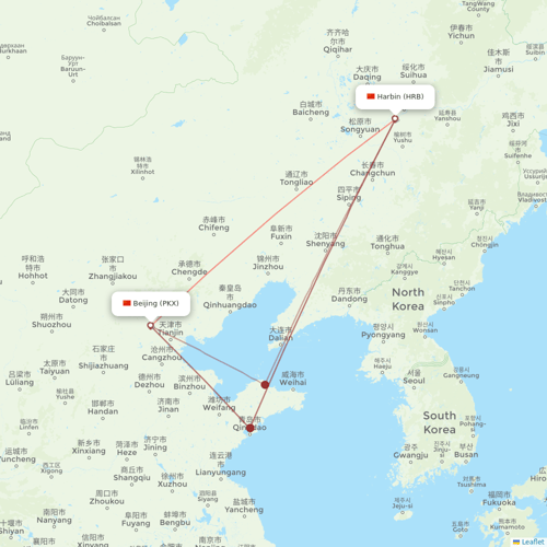 China United Airlines flights between Harbin and Beijing