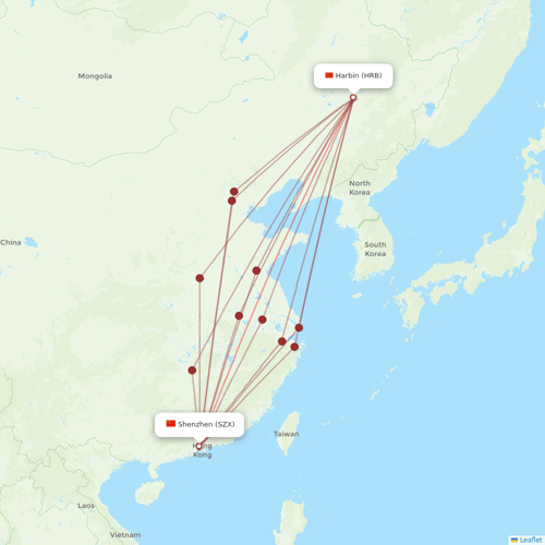 Donghai Airlines flights between Harbin and Shenzhen