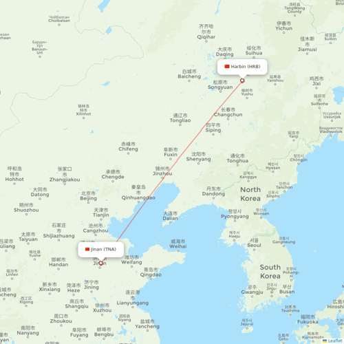 Beijing Capital Airlines flights between Harbin and Jinan