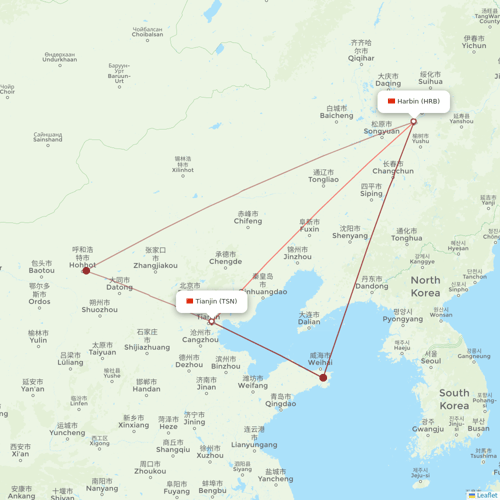 Tianjin Airlines flights between Harbin and Tianjin