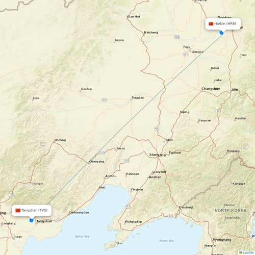 Ruili Airlines flights between Harbin and Tangshan