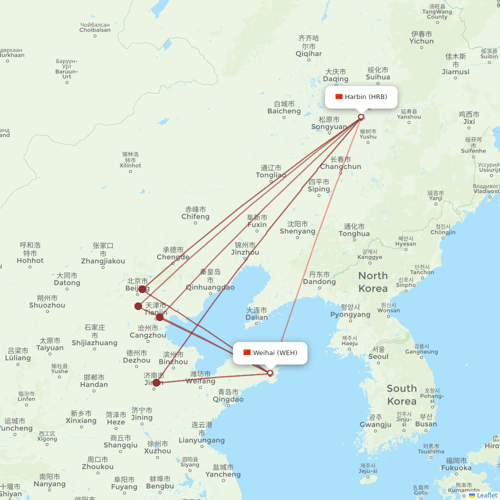 Chengdu Airlines flights between Harbin and Weihai