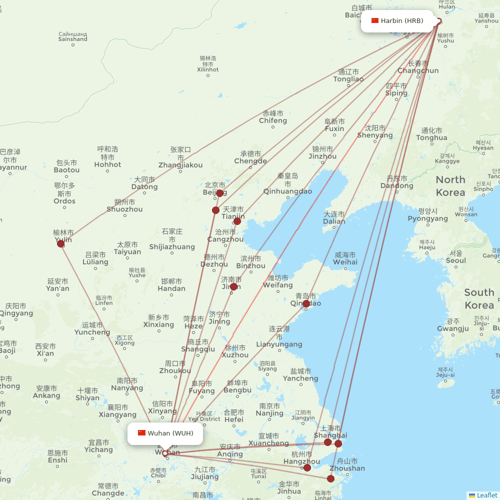 Grand China Air flights between Harbin and Wuhan