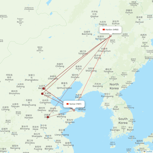 Joy Air flights between Harbin and Yantai