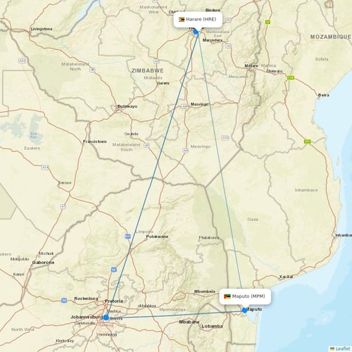 LAM flights between Harare and Maputo