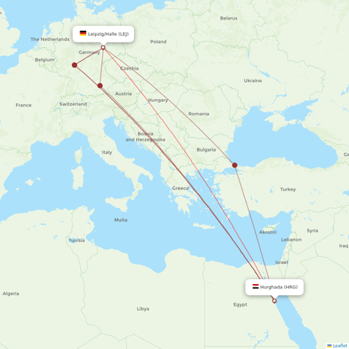 Condor flights between Hurghada and Leipzig/Halle