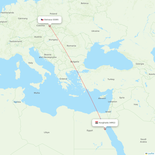 SmartWings flights between Hurghada and Ostrava