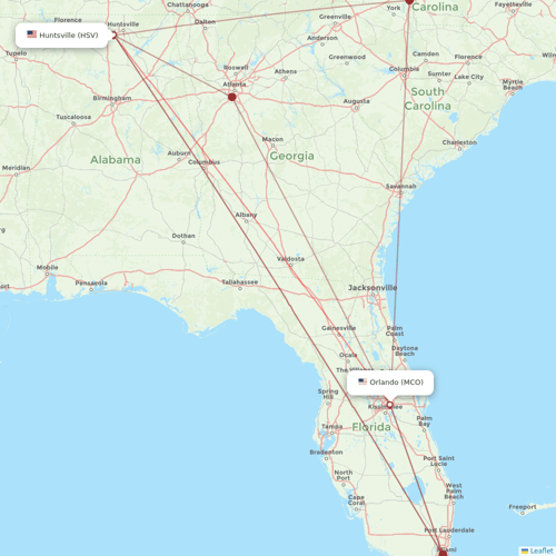 Silver Airways flights between Huntsville and Orlando