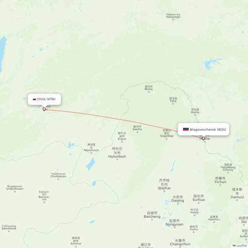 IrAero flights between Chita and Blagoveschensk