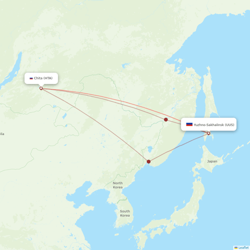 IrAero flights between Chita and Yuzhno-Sakhalinsk