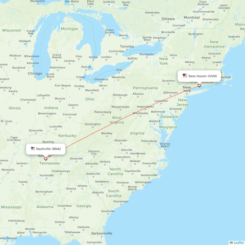 Xtra Airways flights between New Haven and Nashville