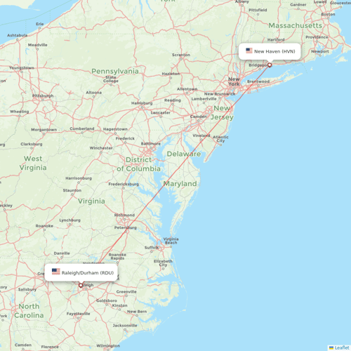 Xtra Airways flights between New Haven and Raleigh/Durham