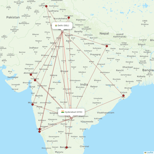 Air India flights between Hyderabad and Delhi