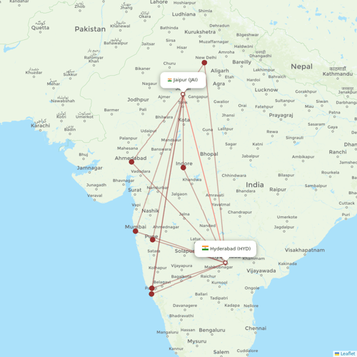 Air India Express flights between Hyderabad and Jaipur