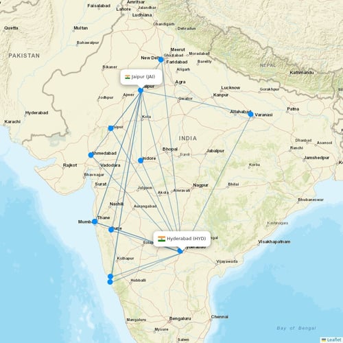 Air India Express flights between Hyderabad and Jaipur