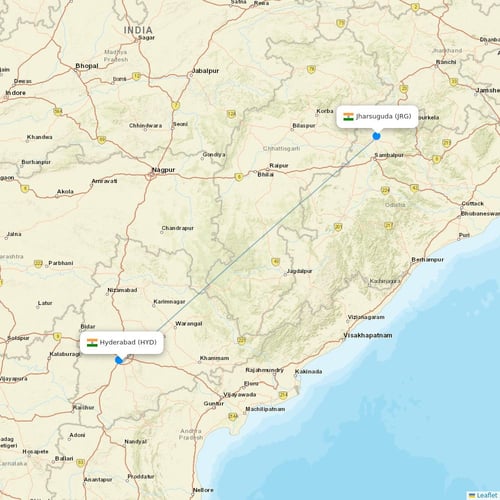 Shuttle America flights between Hyderabad and Jharsuguda