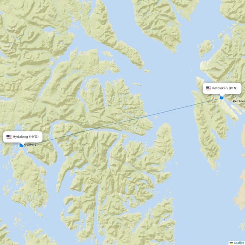 Safe Air Company flights between Hydaburg and Ketchikan