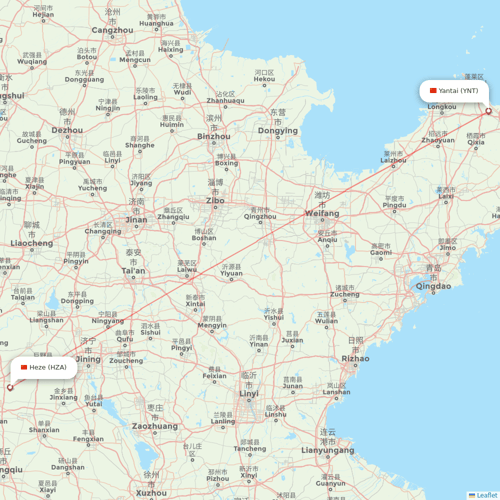 Beijing Capital Airlines flights between Heze and Yantai