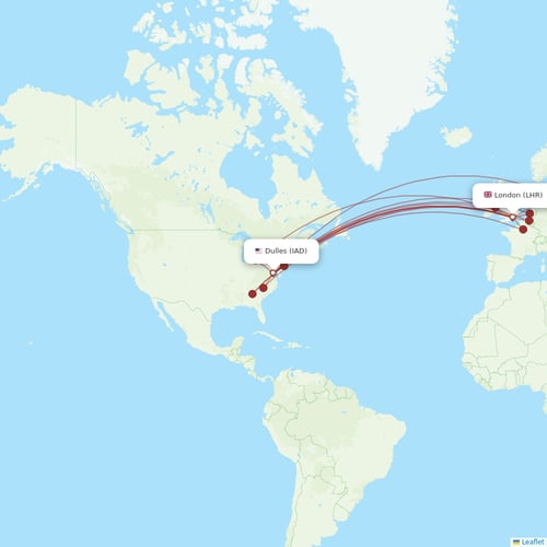 Virgin Atlantic flights between Dulles and London