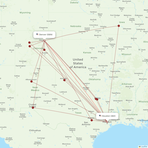 United Airlines flights between Houston and Denver