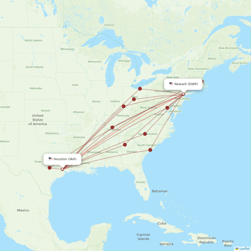 United Airlines flights between Houston and New York