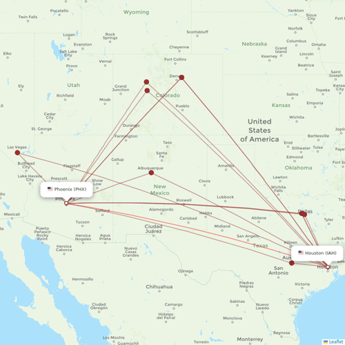 United Airlines flights between Houston and Phoenix