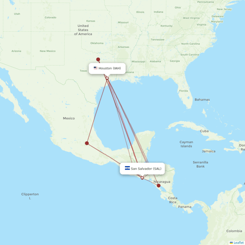 Aerolineas MAS flights between Houston and San Salvador
