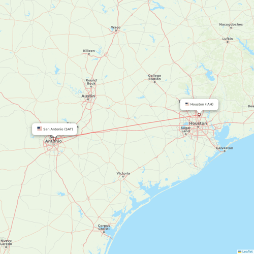 United Airlines flights between Houston and San Antonio