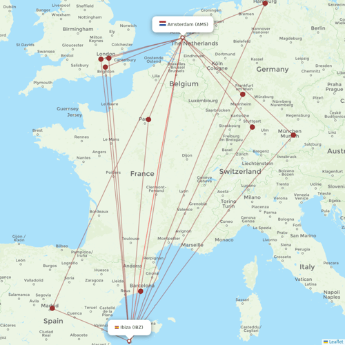 Transavia flights between Ibiza and Amsterdam