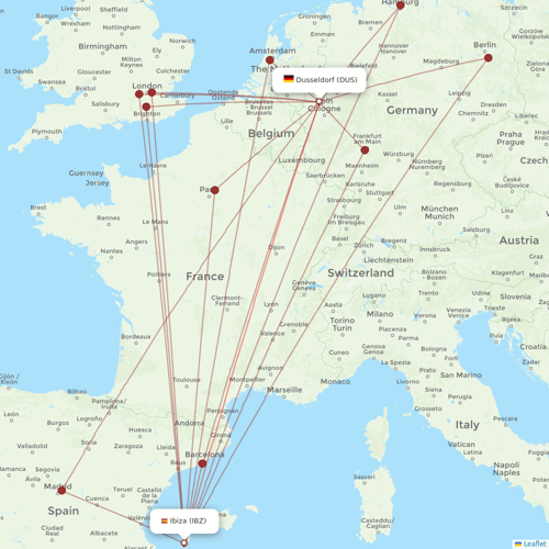 TUIfly flights between Ibiza and Dusseldorf