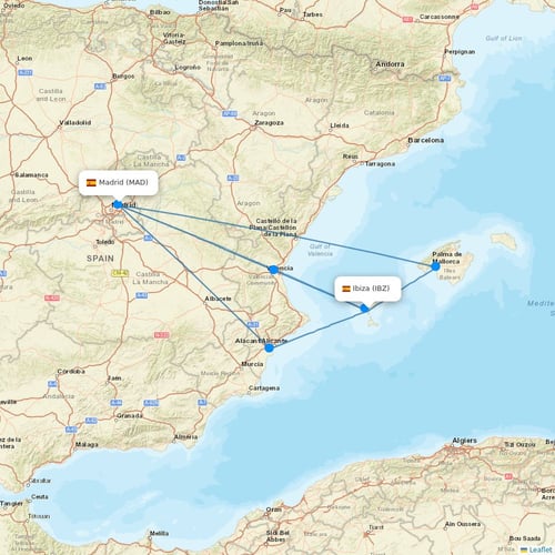 Iberia routes 2024 interactive - IBZ MAD