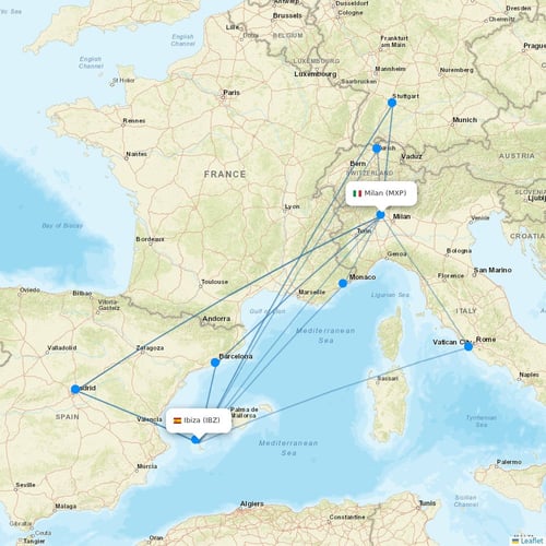 AeroItalia flights between Ibiza and Milan