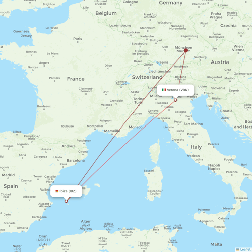 Neos flights between Ibiza and Verona