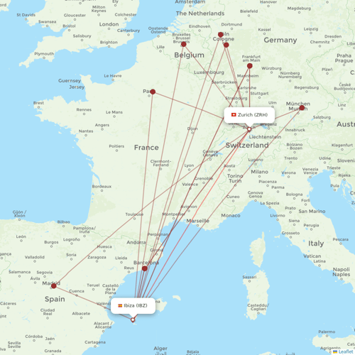 Edelweiss Air flights between Ibiza and Zurich