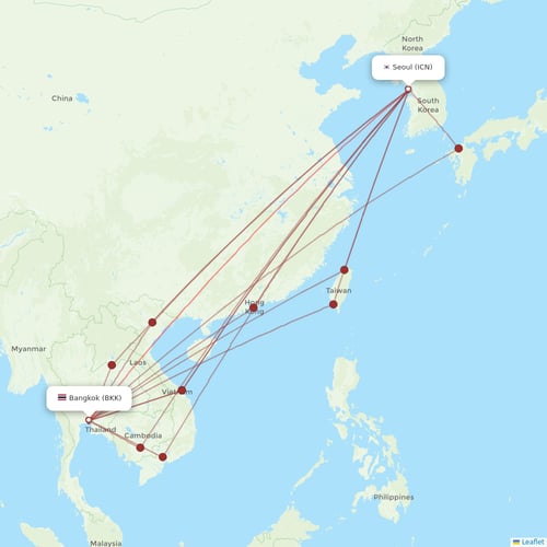 Thai AirAsia X flights between Seoul and Bangkok