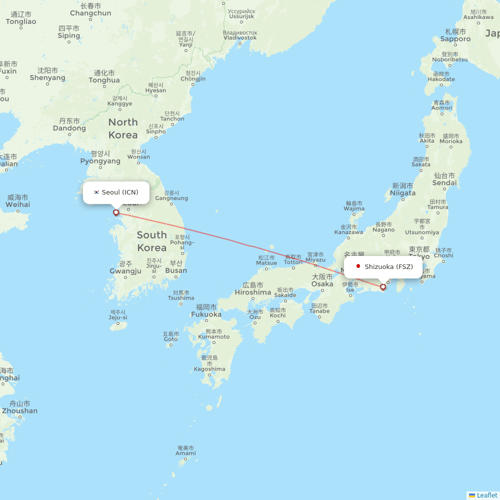 Jeju Air flights between Seoul and Shizuoka