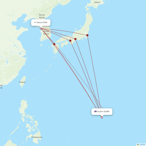 T´Way Air flights between Seoul and Guam