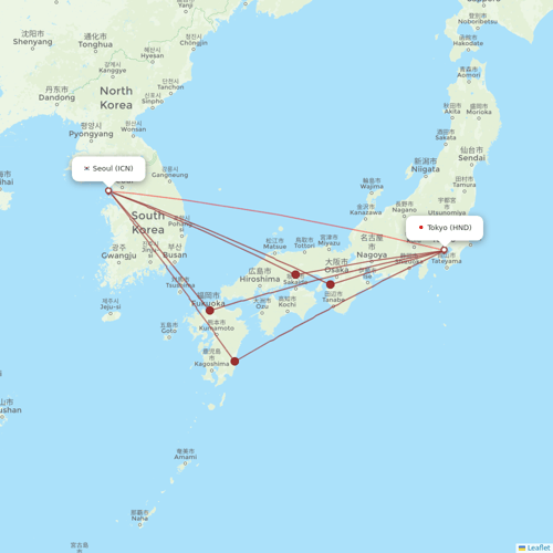 Peach Aviation flights between Seoul and Tokyo