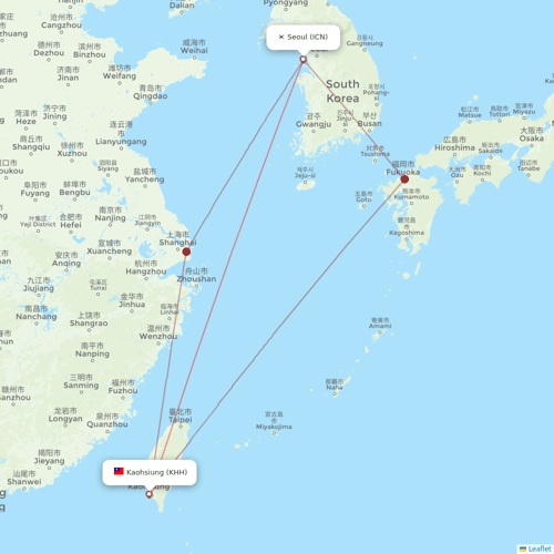 China Airlines flights between Seoul and Kaohsiung